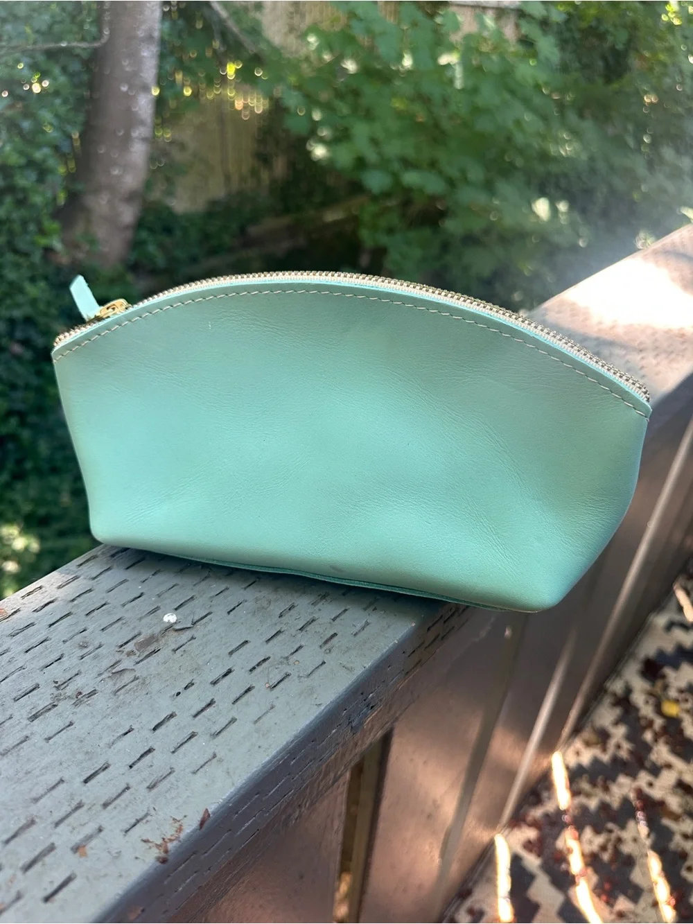 Portland Leather Mint Green Leather Cosmetic Pouch
